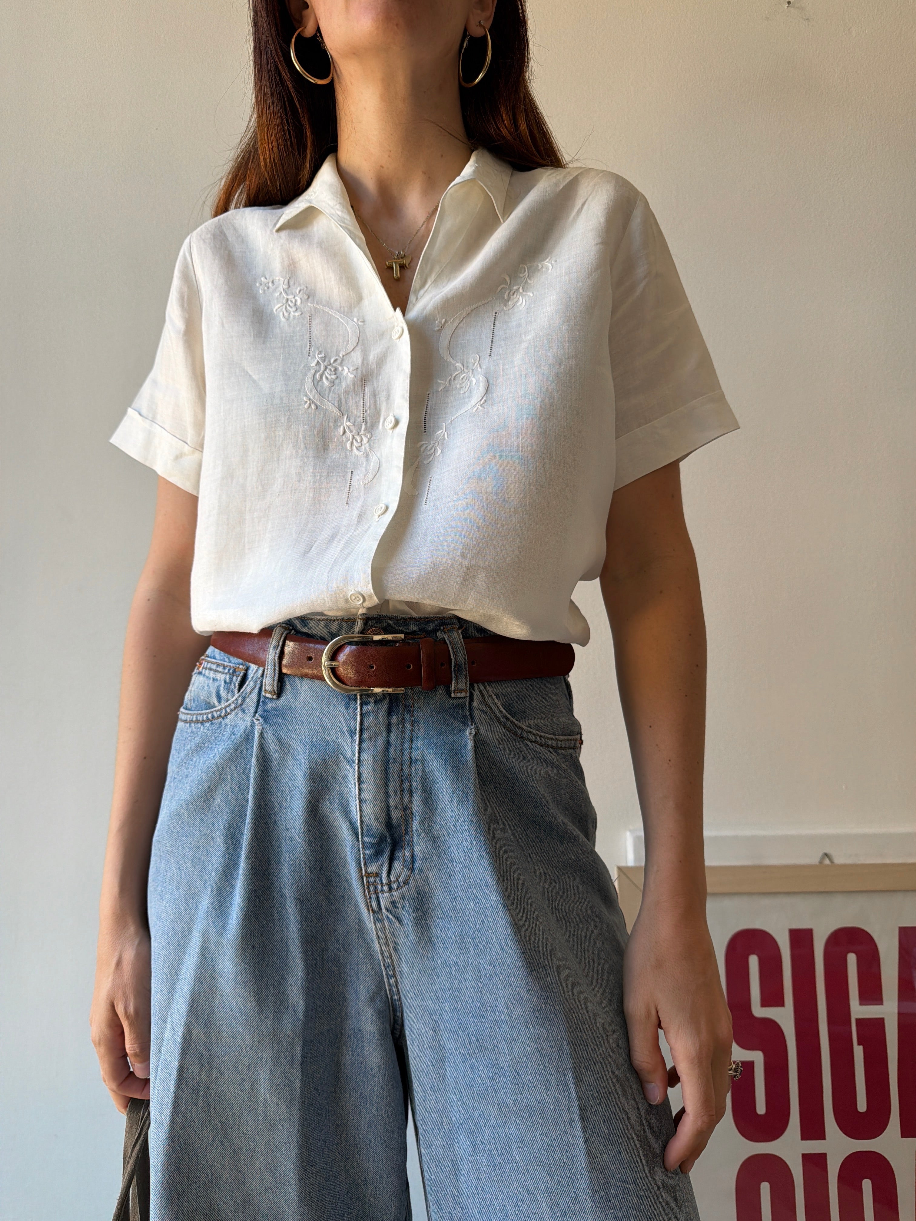 CAMICIA IN LINO RICAMATA