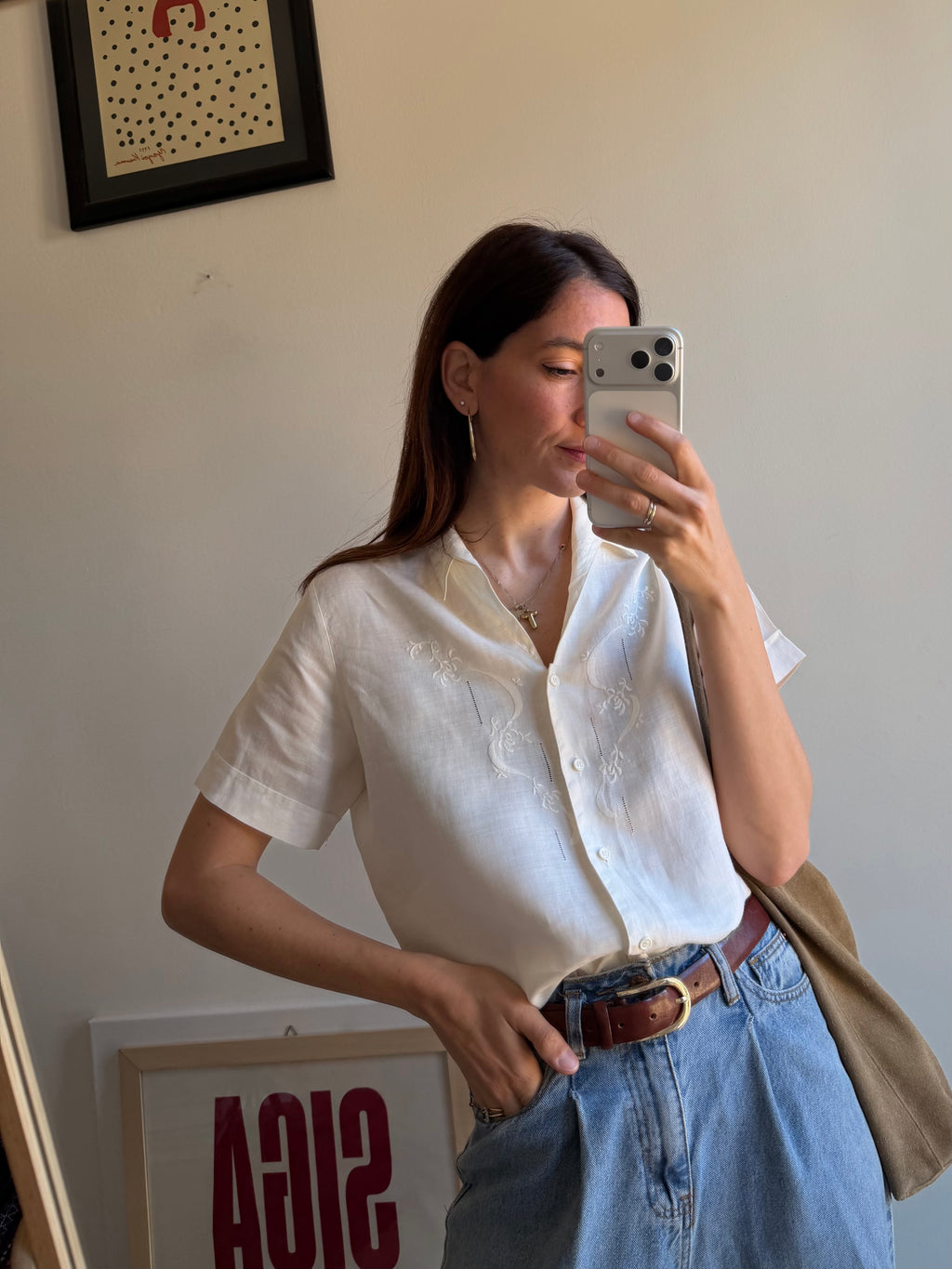 CAMICIA IN LINO RICAMATA