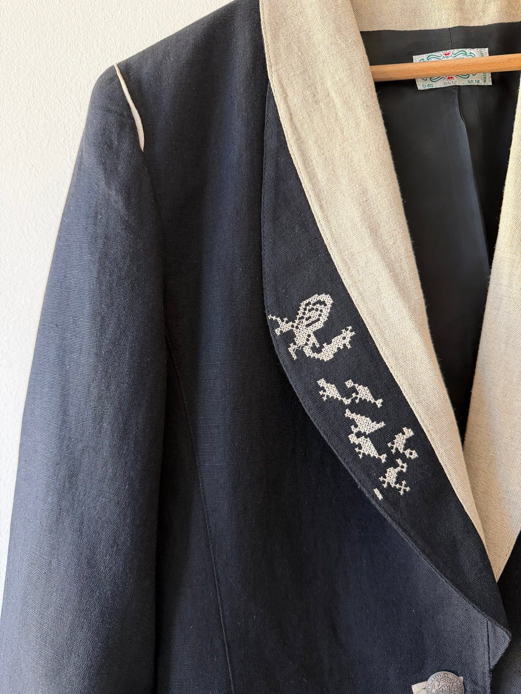 BLAZER BLU IN LINO RICAMATO