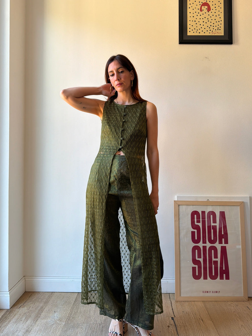 COMPLETO VERDE IN SETA