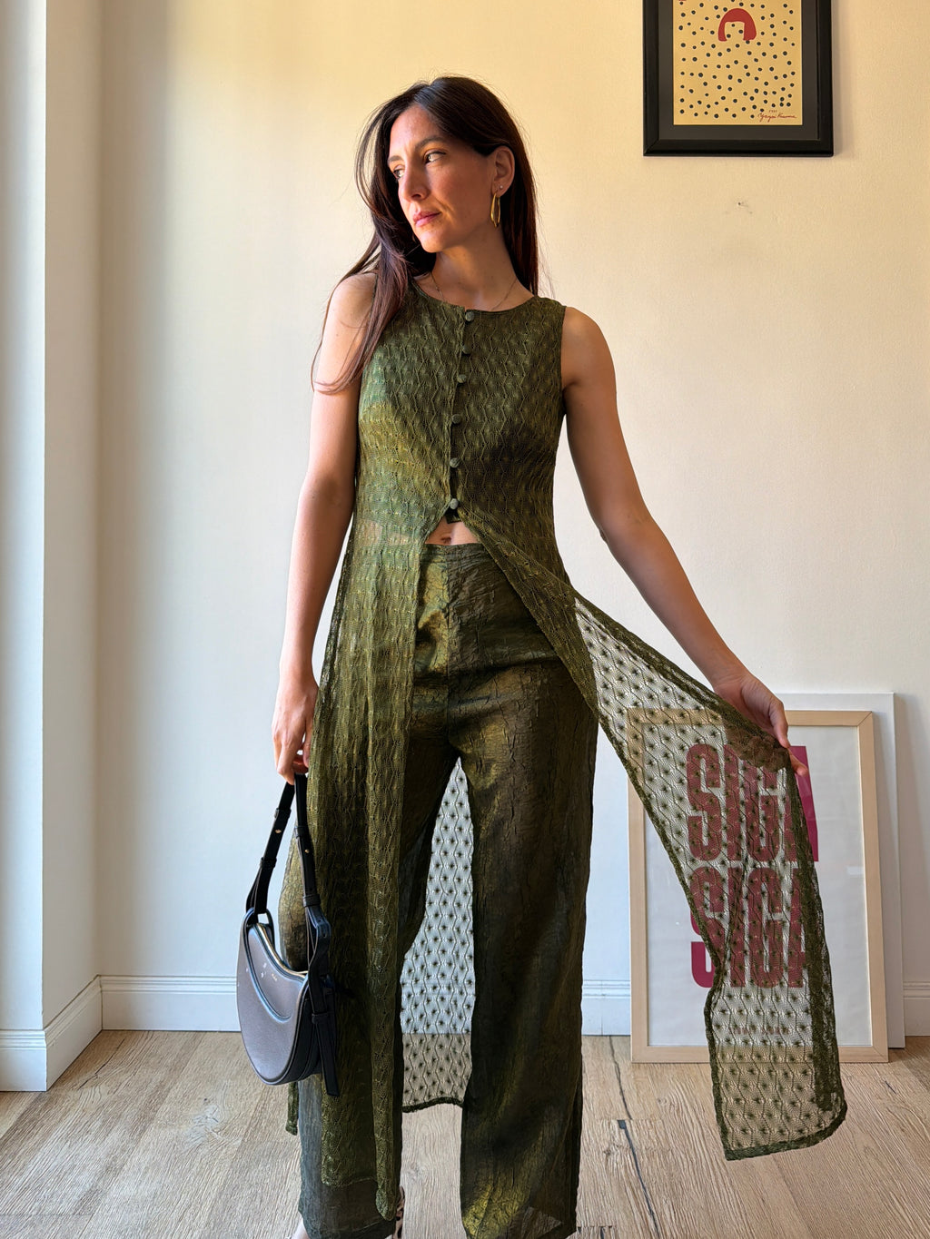 COMPLETO VERDE IN SETA