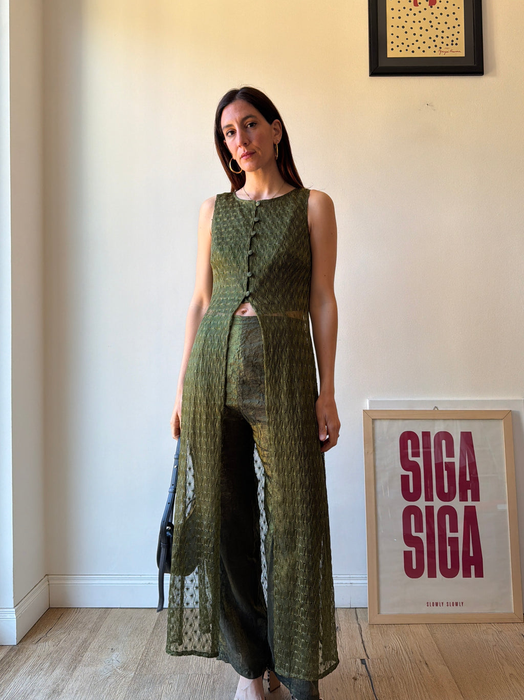 COMPLETO VERDE IN SETA