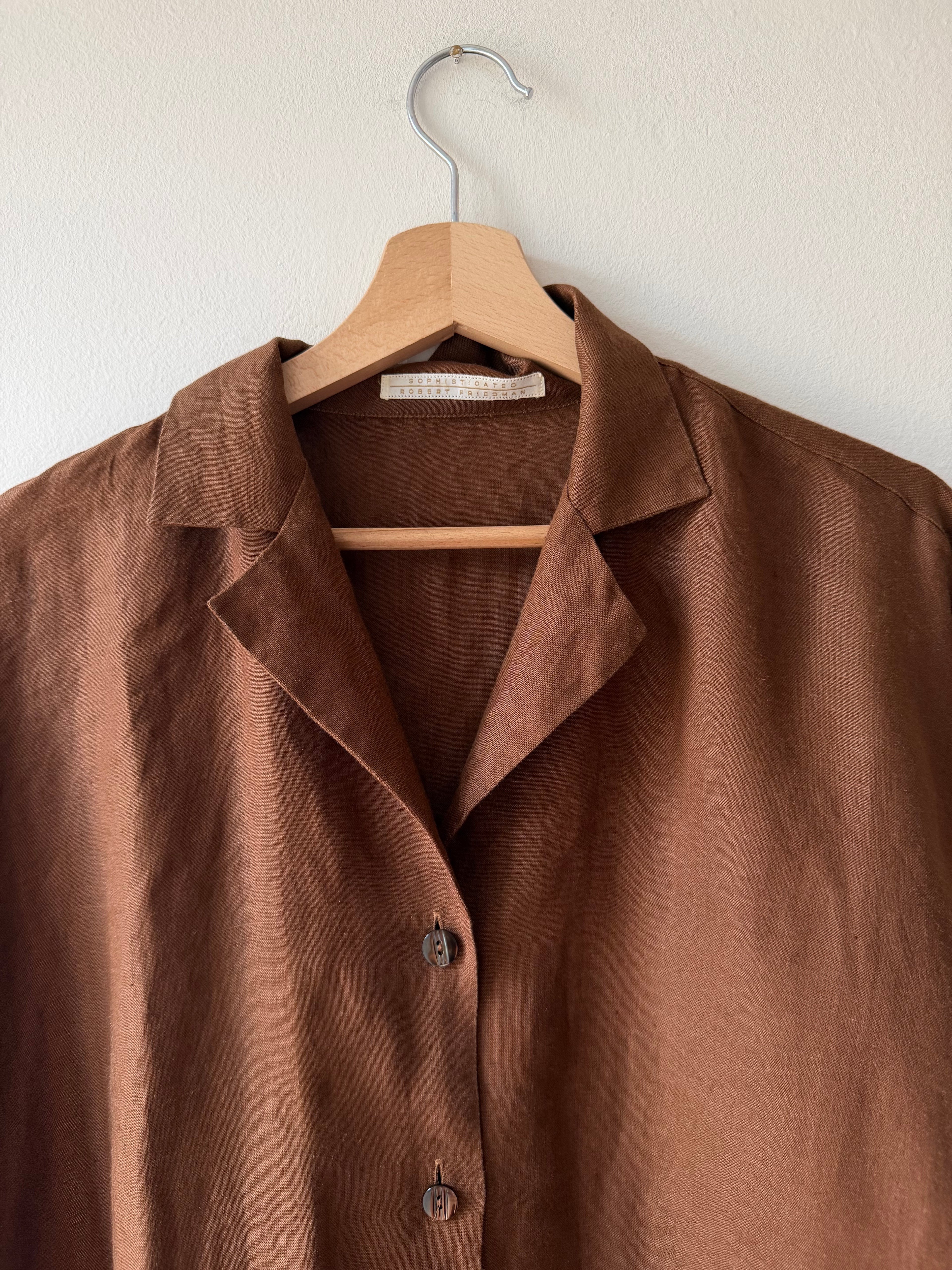 CAMICIA IN LINO MARRONE