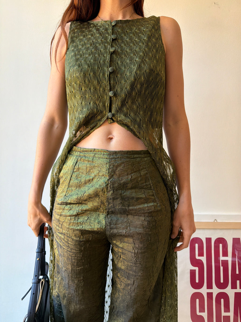 COMPLETO VERDE IN SETA