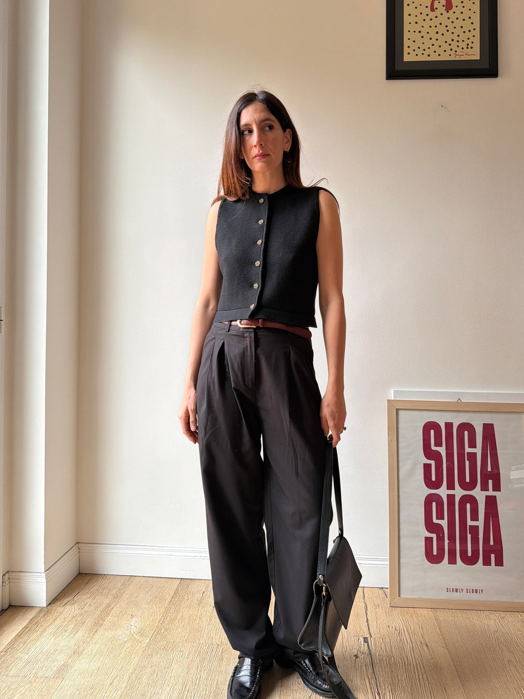 GILET NERO IN LANA