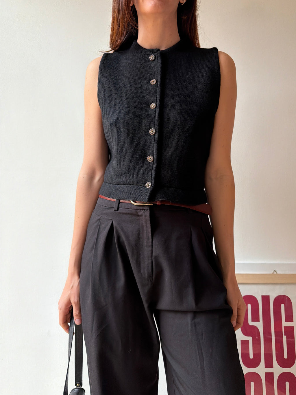 GILET NERO IN LANA