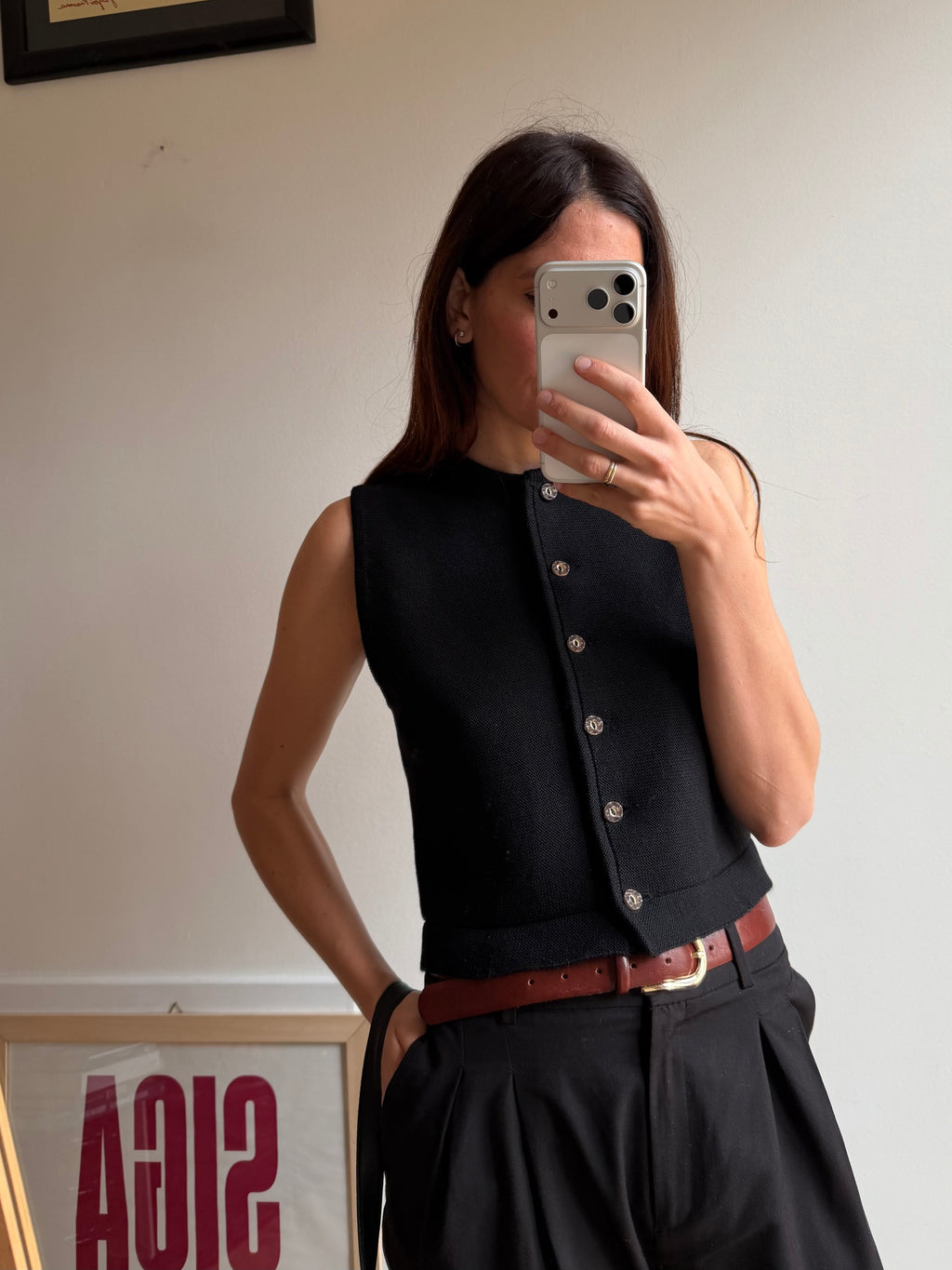 GILET NERO IN LANA