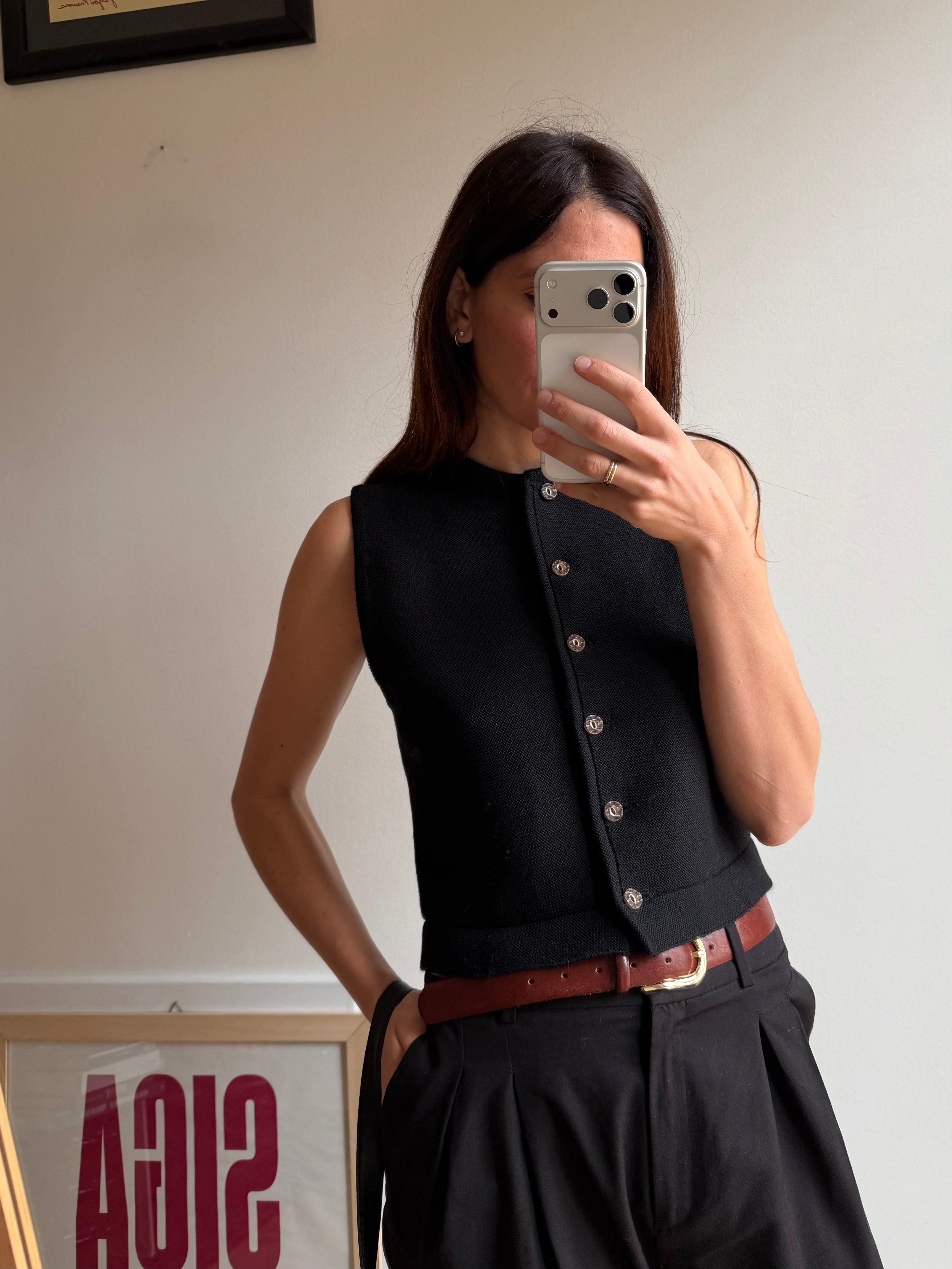 GILET NERO IN LANA