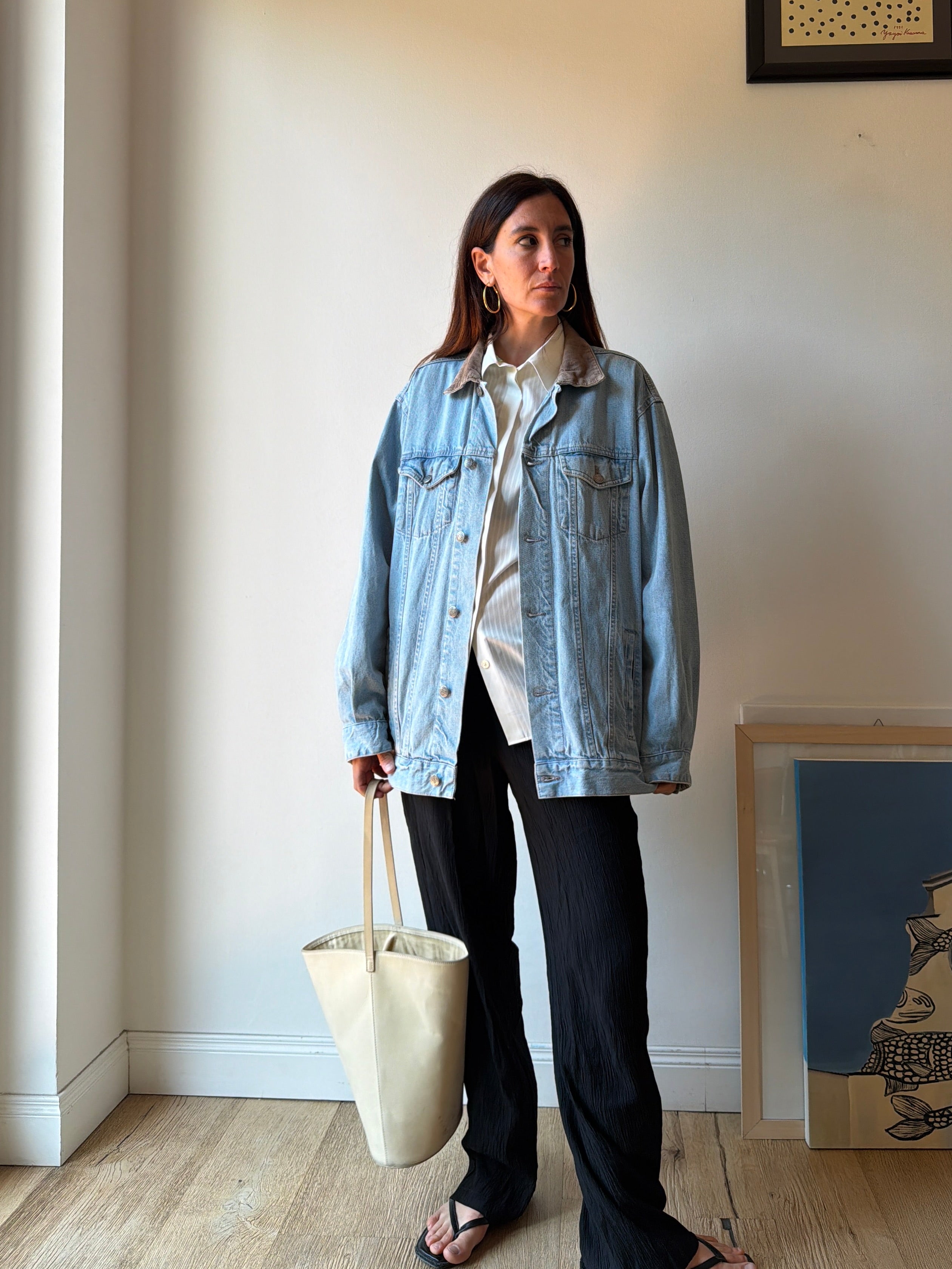 GIACCA IN JEANS CON COLLETTO A COSTE