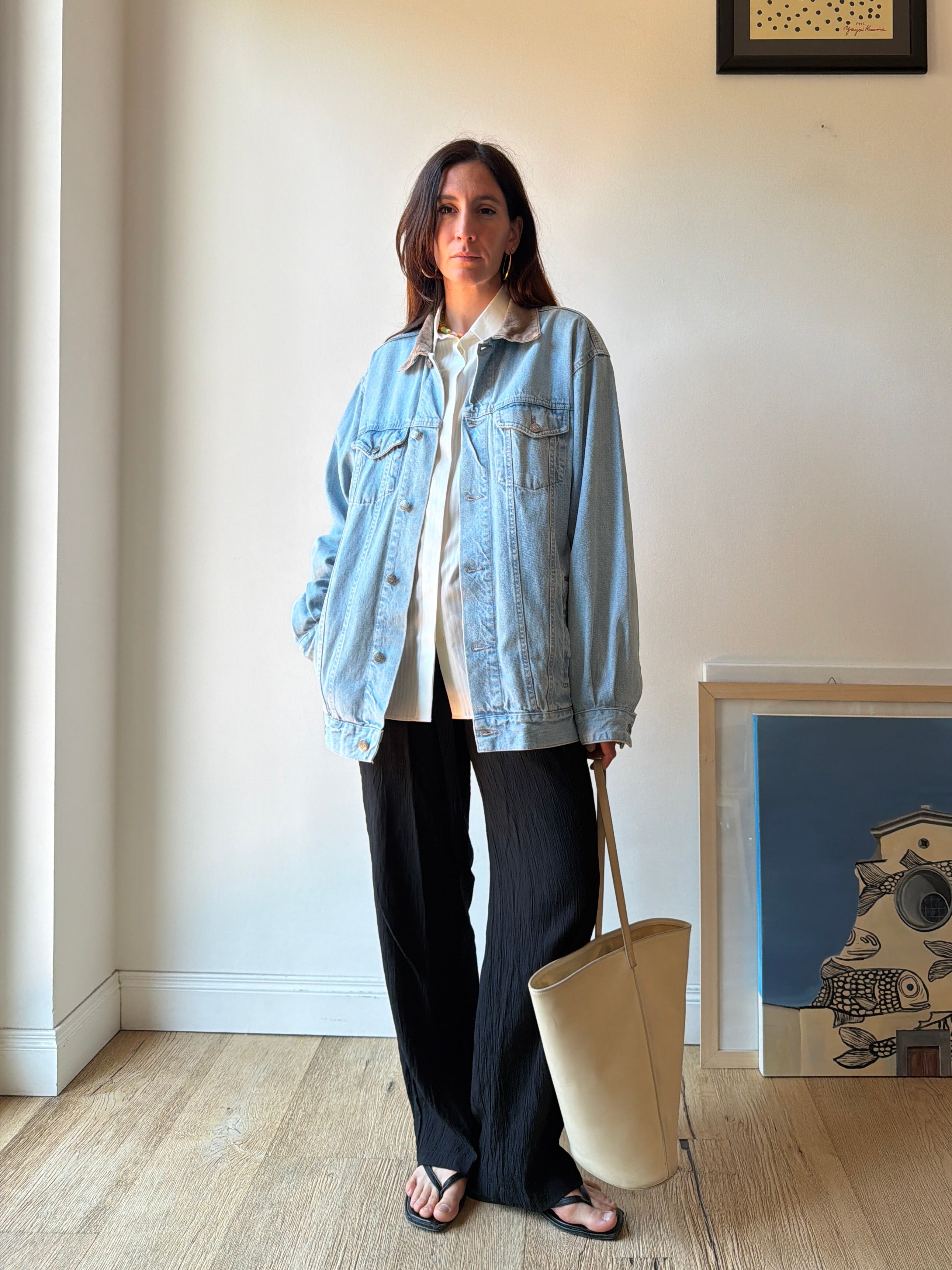 GIACCA IN JEANS CON COLLETTO A COSTE
