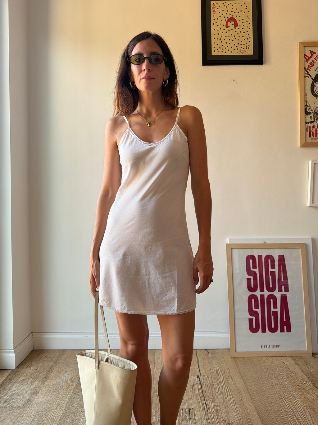 MINI SLIP DRESS BIANCO