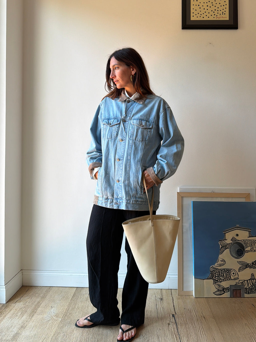 GIACCA IN JEANS CON COLLETTO A COSTE