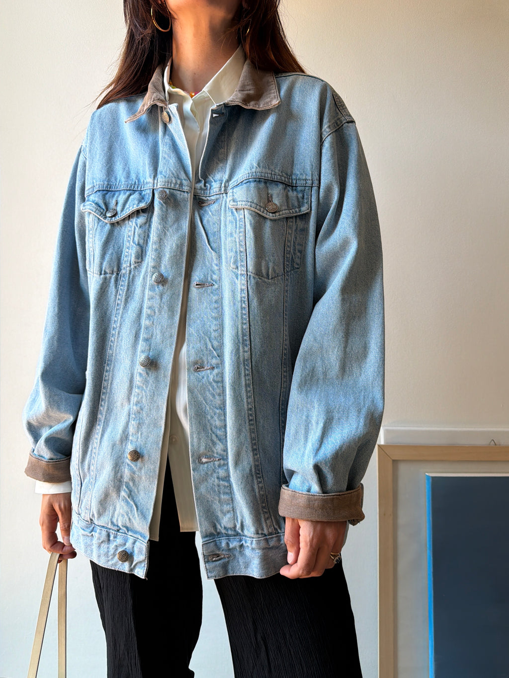 GIACCA IN JEANS CON COLLETTO A COSTE