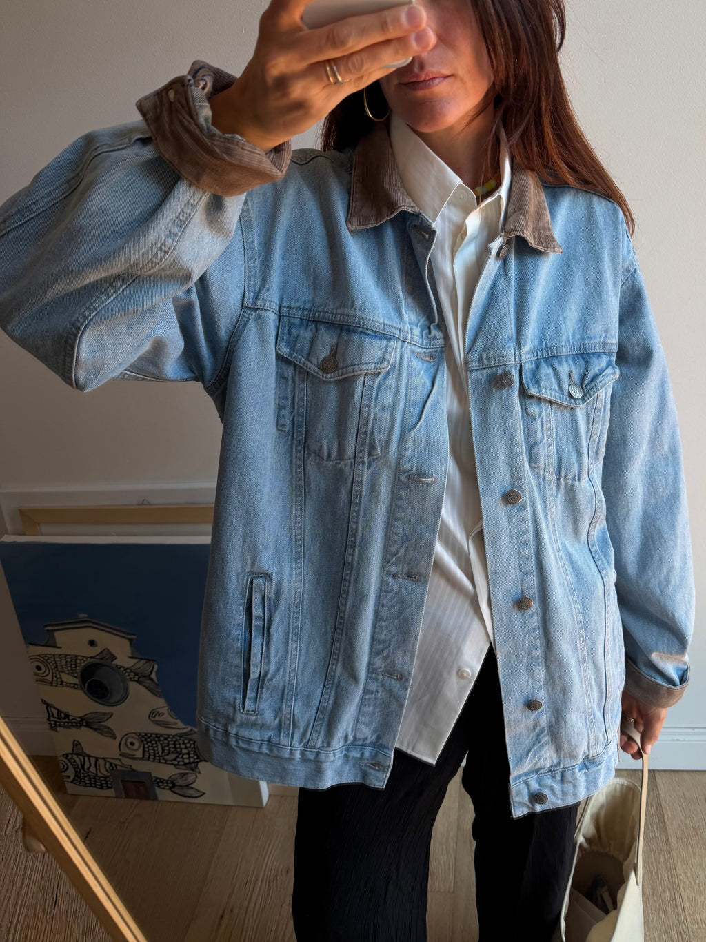 GIACCA IN JEANS CON COLLETTO A COSTE