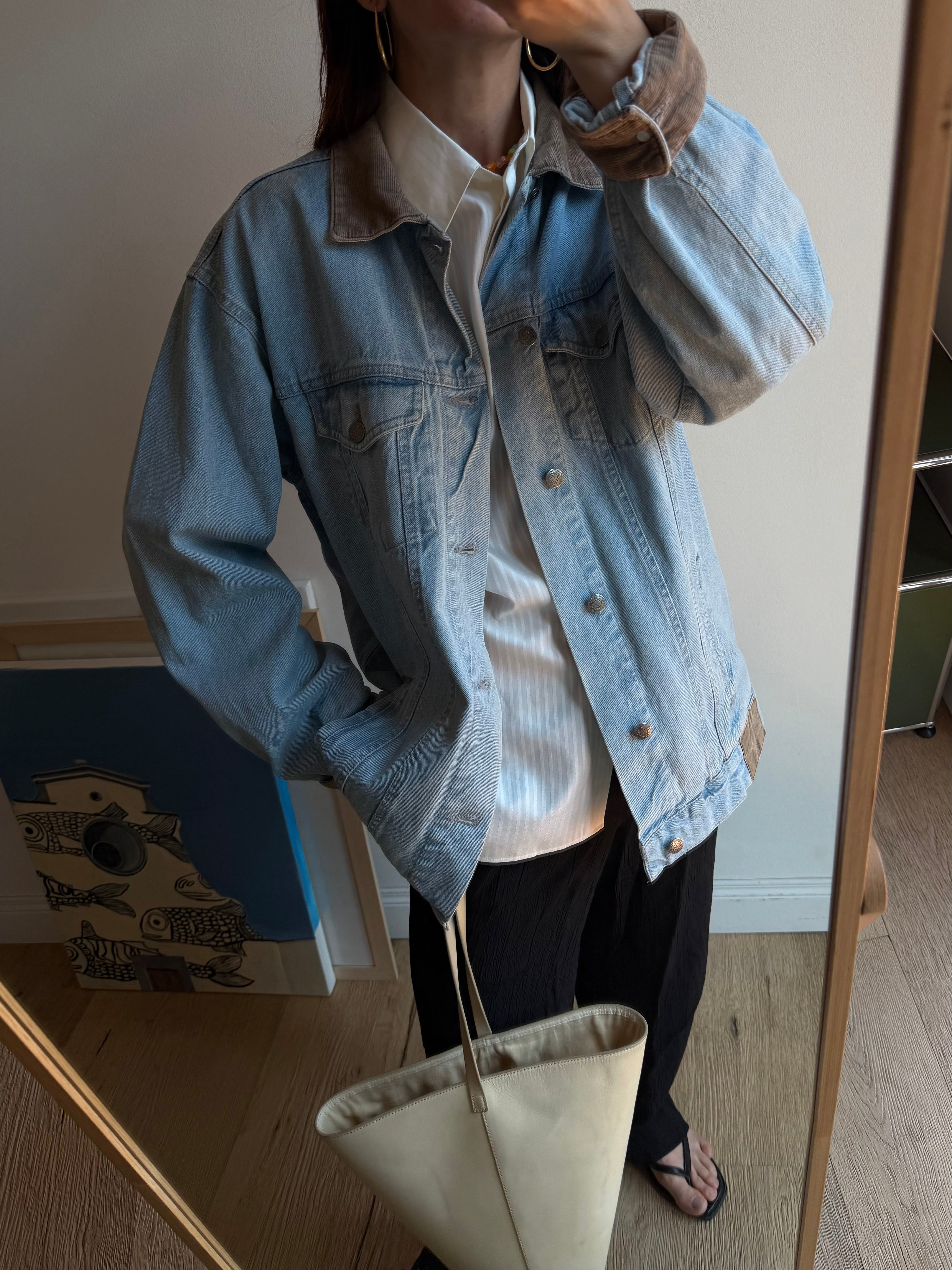 GIACCA IN JEANS CON COLLETTO A COSTE