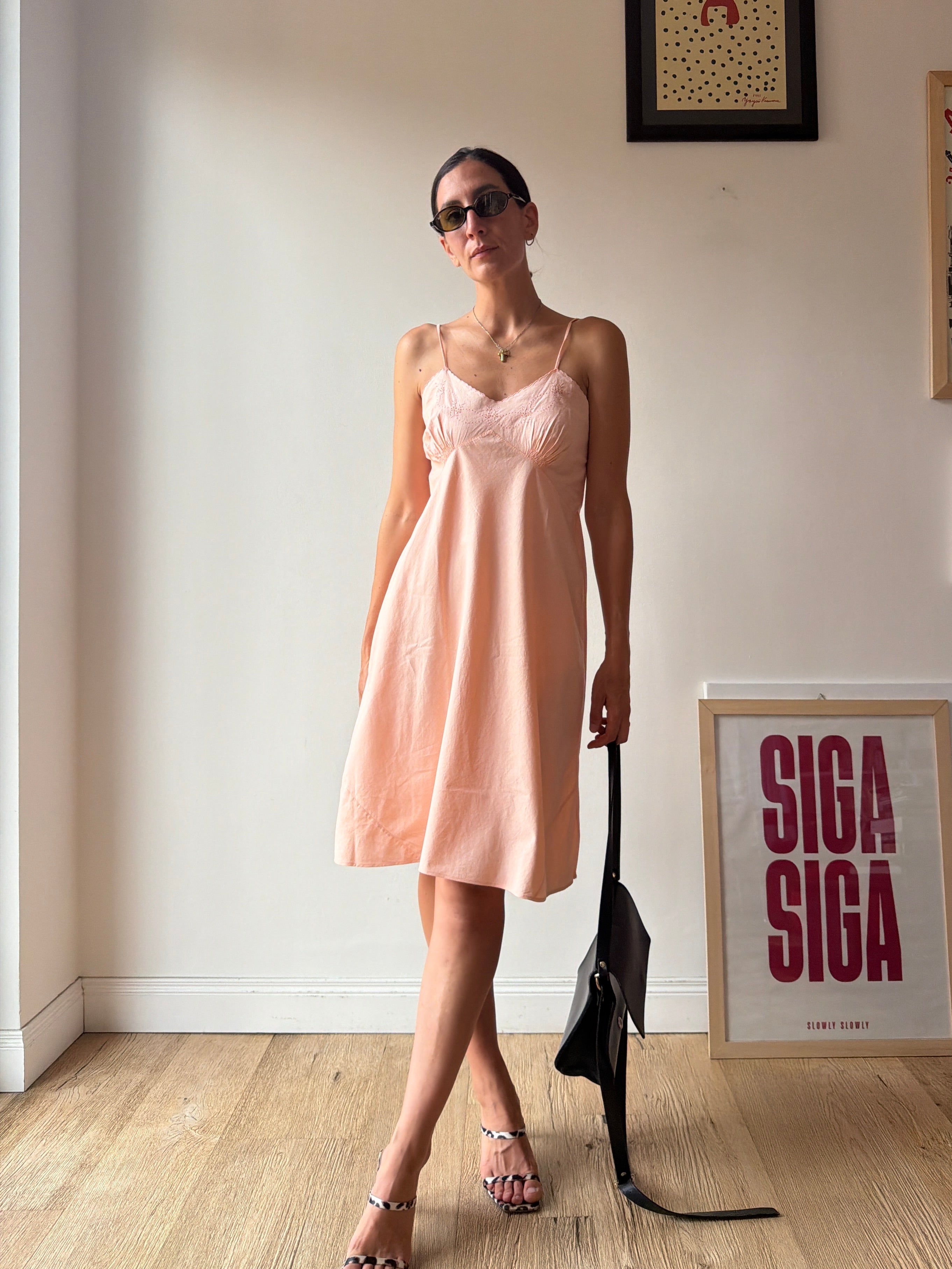 SLIP DRESS IN COTONE SALMONE