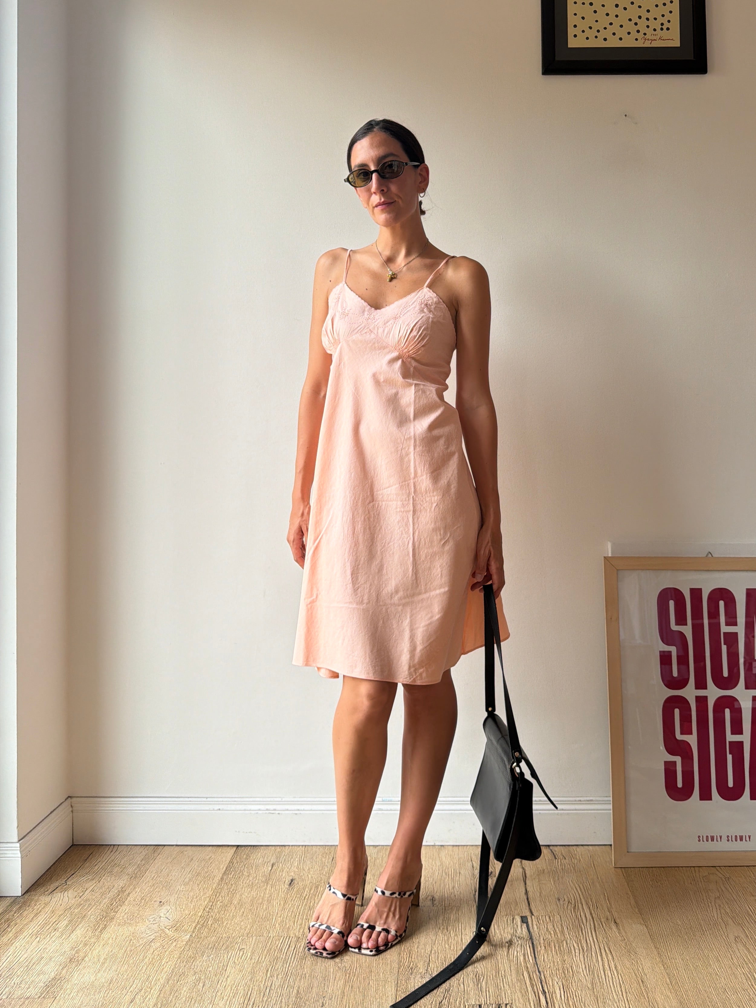 SLIP DRESS IN COTONE SALMONE