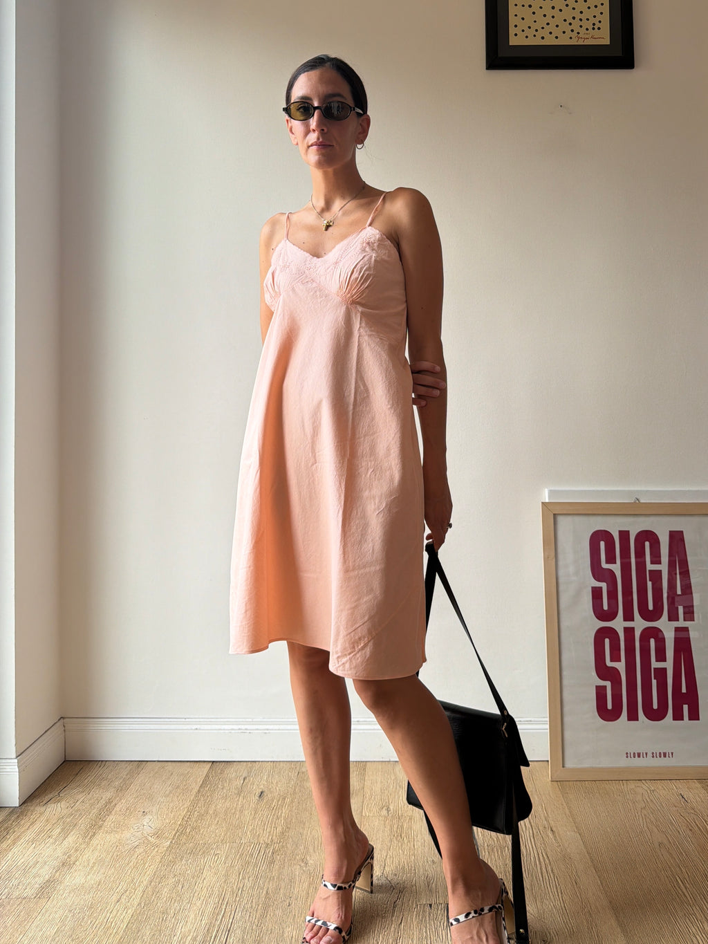 SLIP DRESS IN COTONE SALMONE