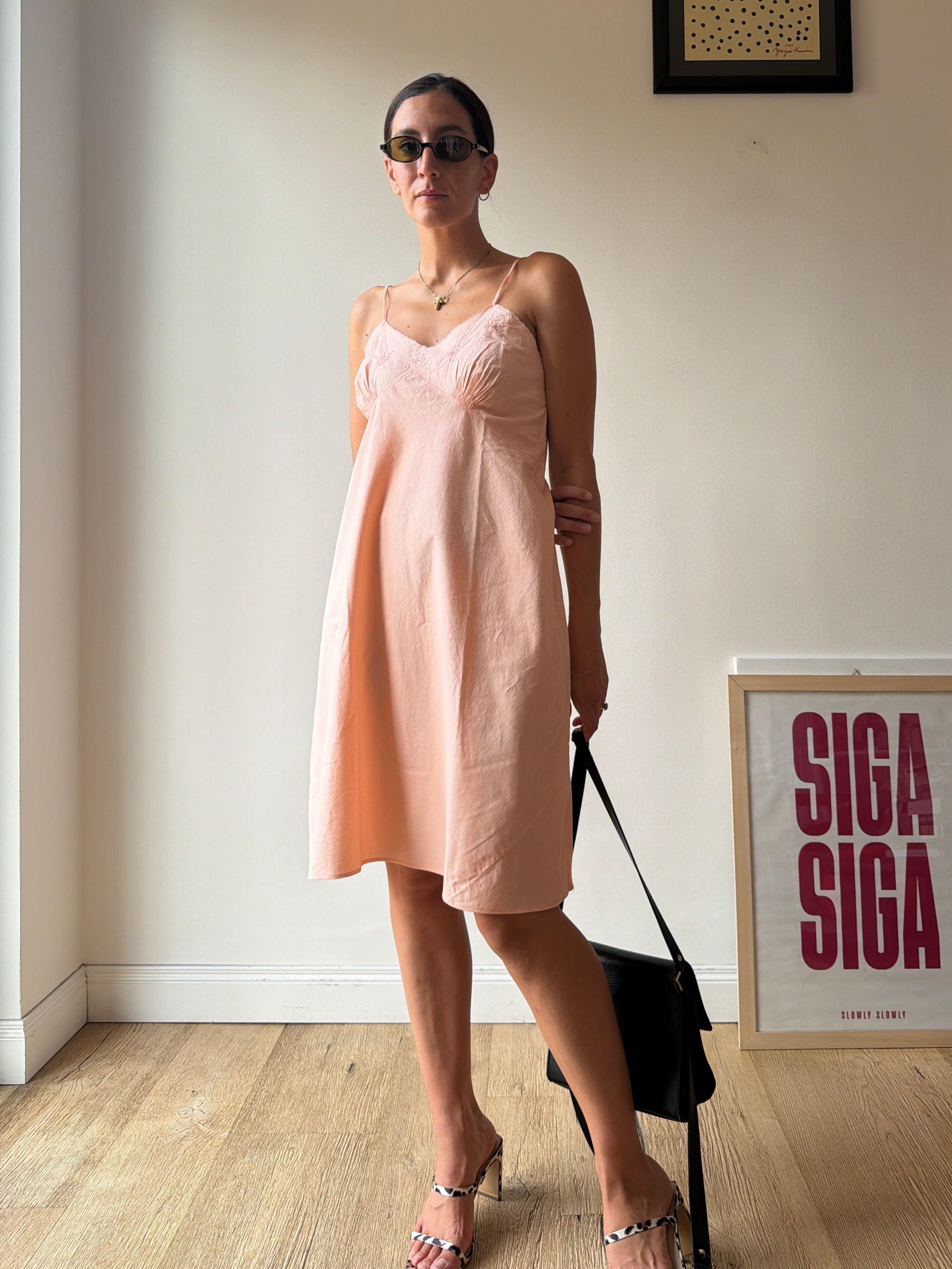 SLIP DRESS IN COTONE SALMONE