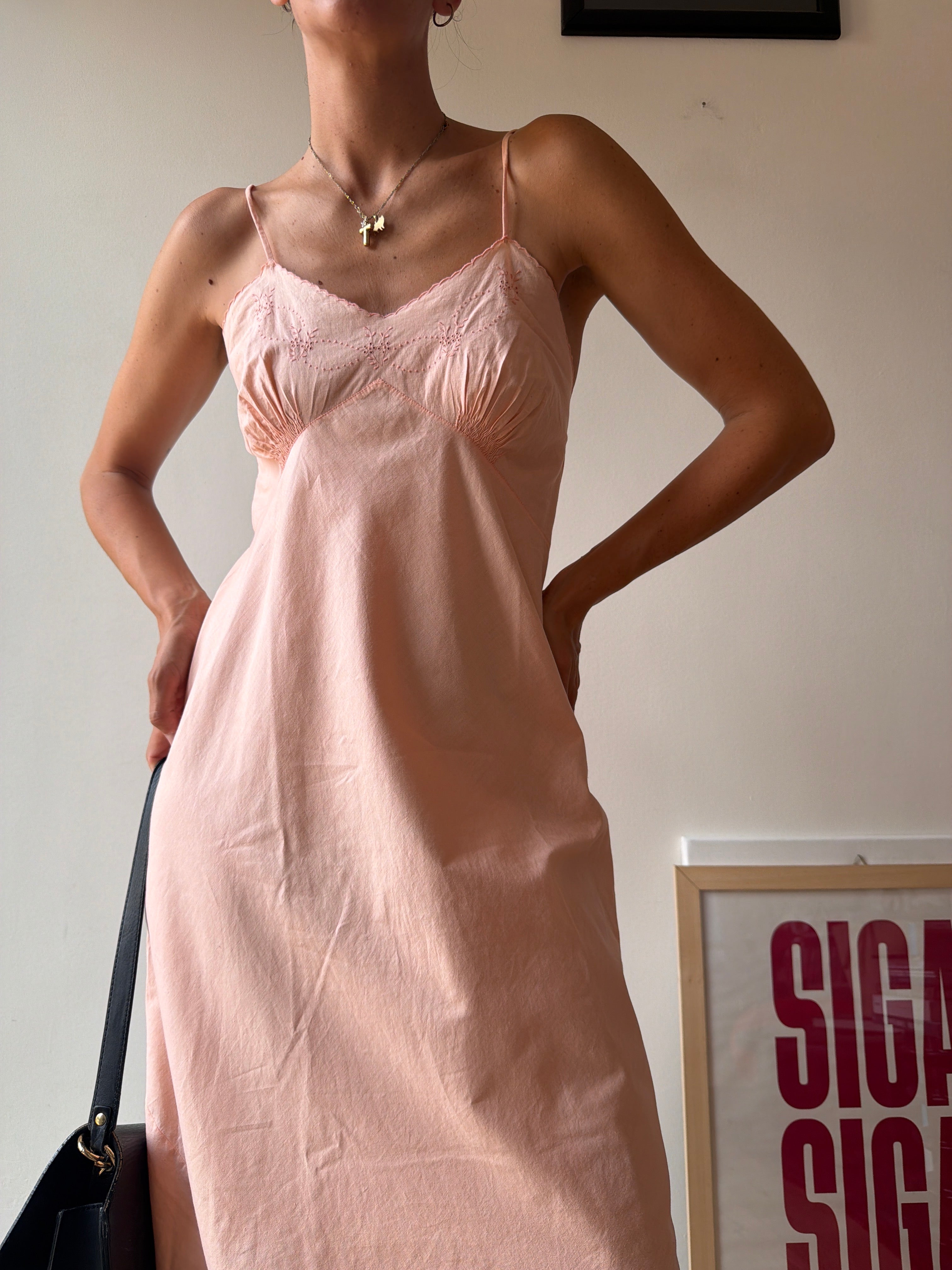 SLIP DRESS IN COTONE SALMONE