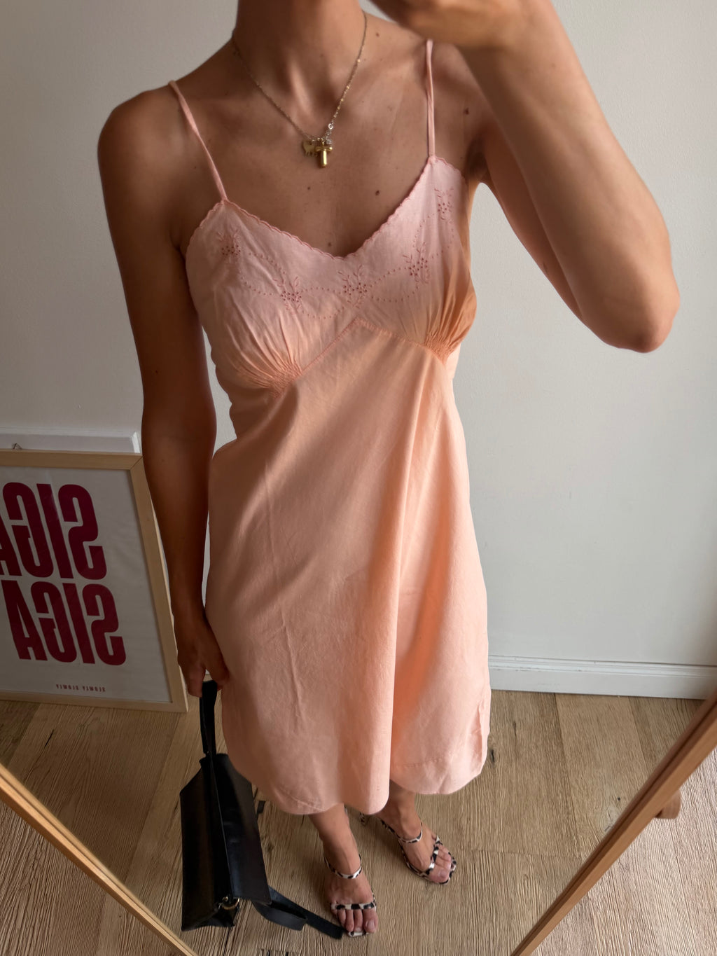 SLIP DRESS IN COTONE SALMONE