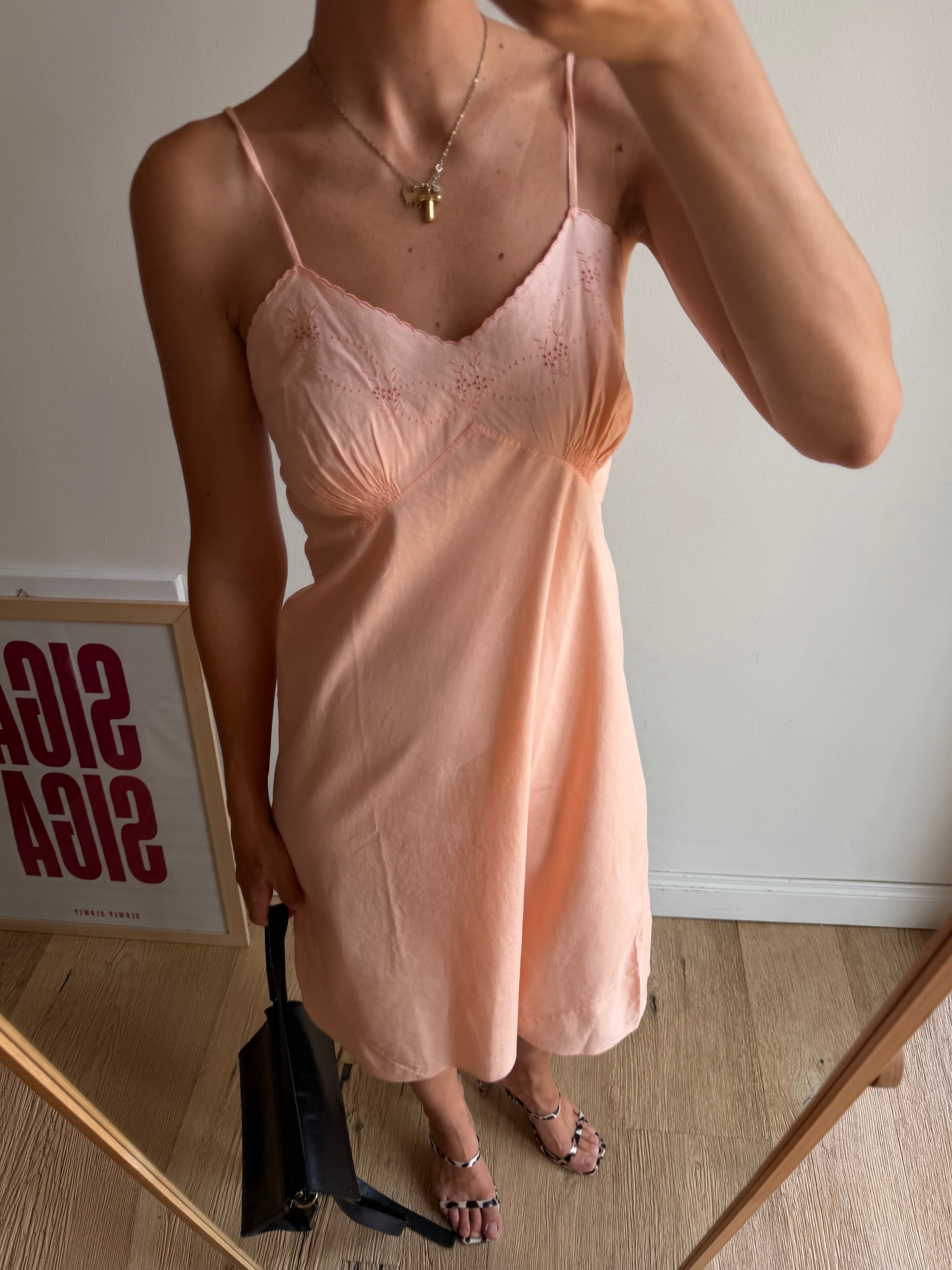 SLIP DRESS IN COTONE SALMONE