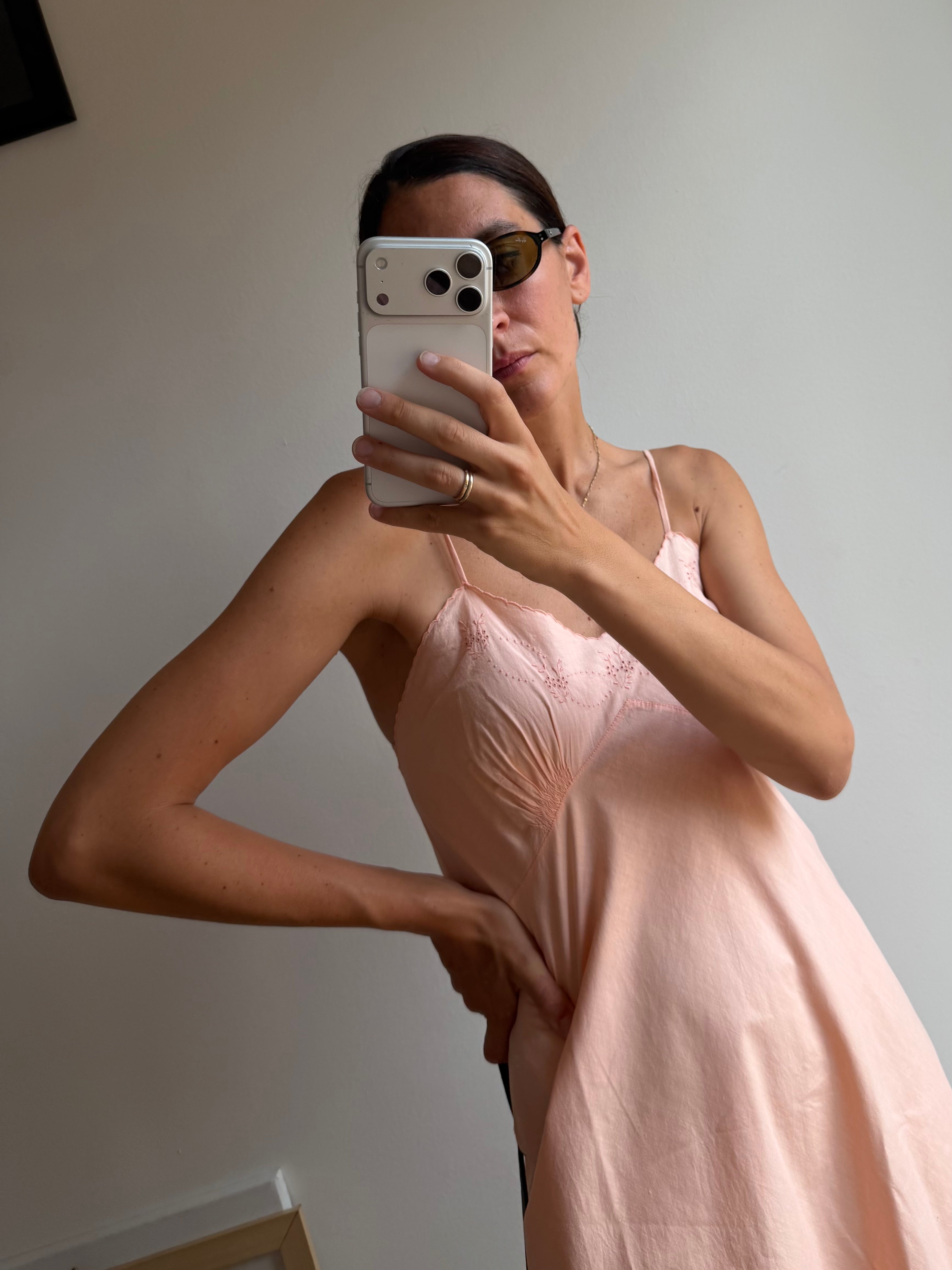 SLIP DRESS IN COTONE SALMONE