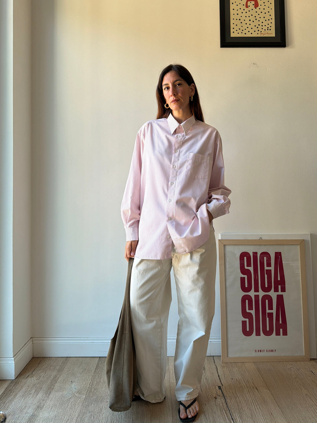CAMICIA A RIGHE ROSA