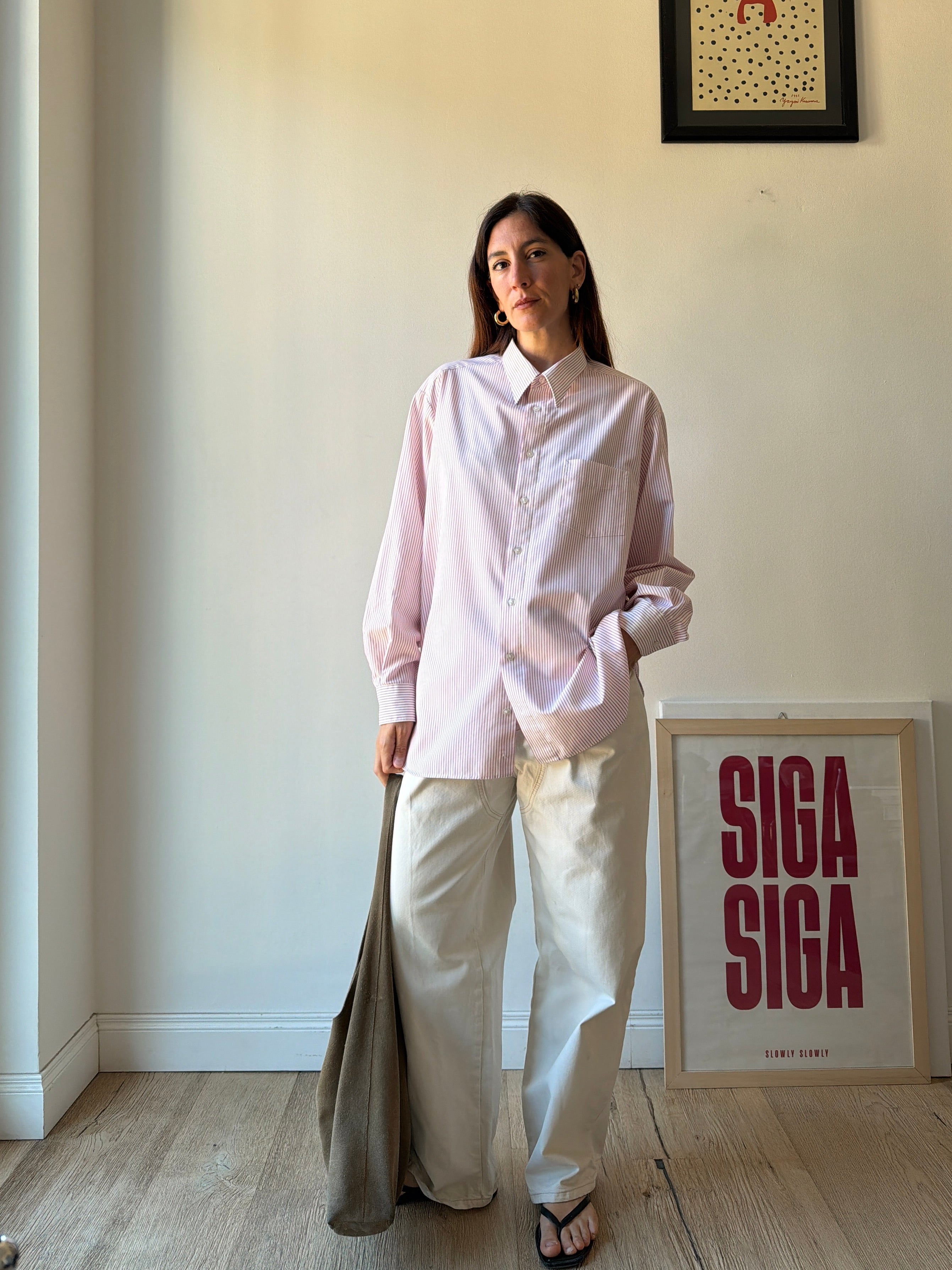 CAMICIA A RIGHE ROSA