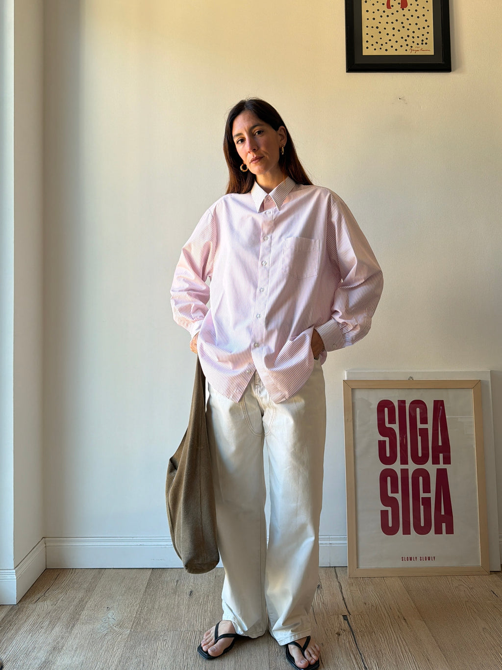 CAMICIA A RIGHE ROSA