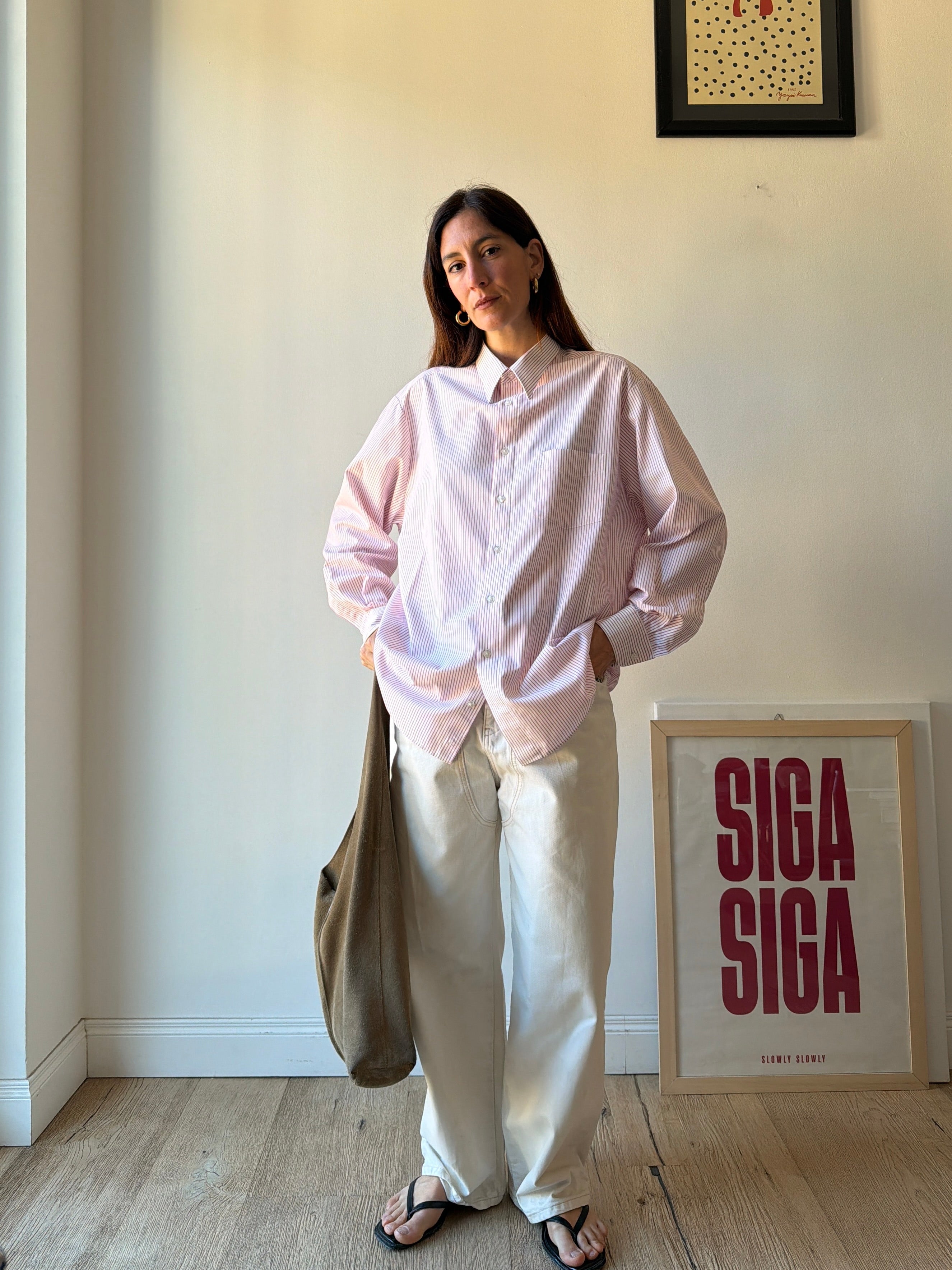 CAMICIA A RIGHE ROSA