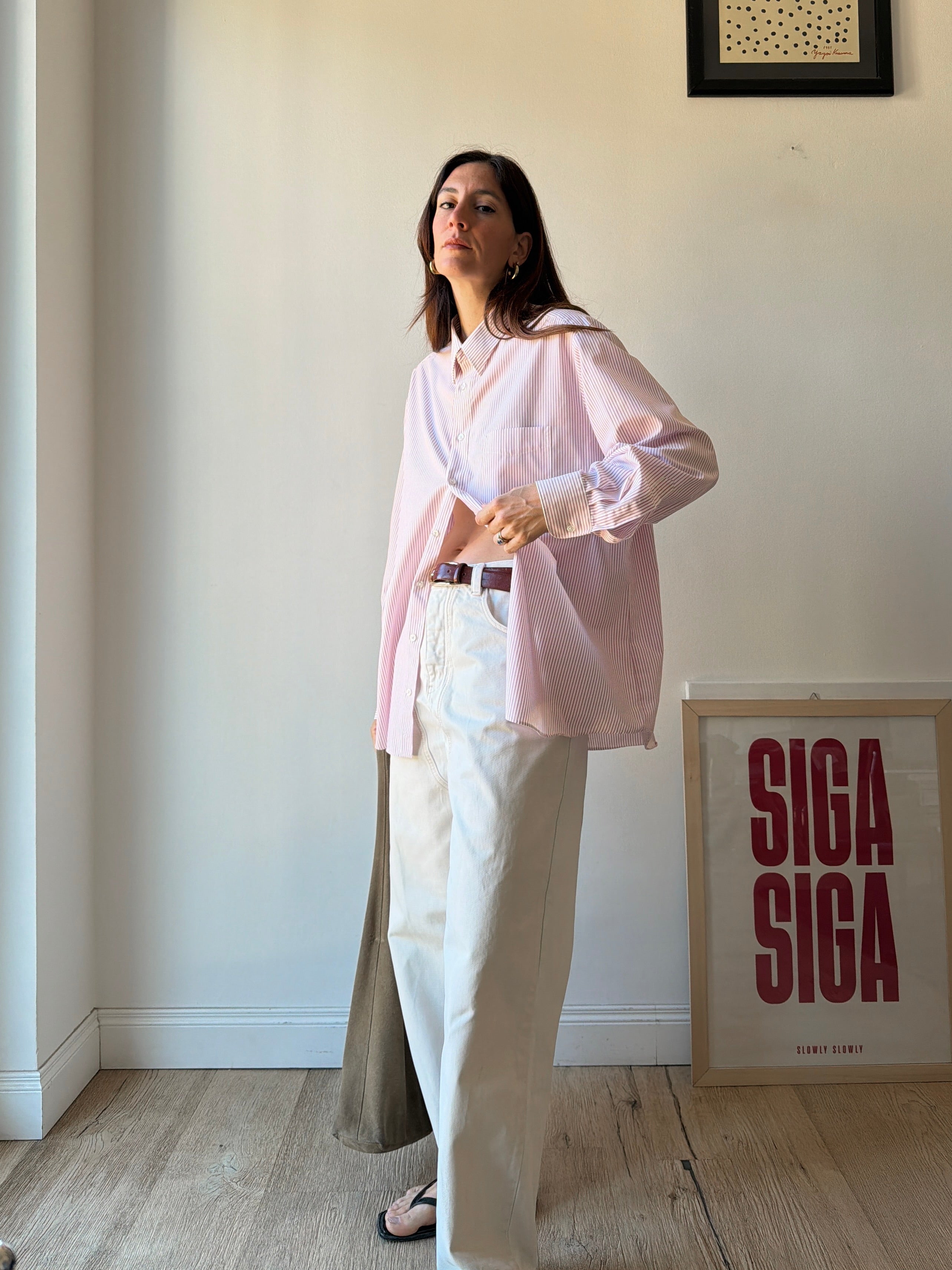 CAMICIA A RIGHE ROSA