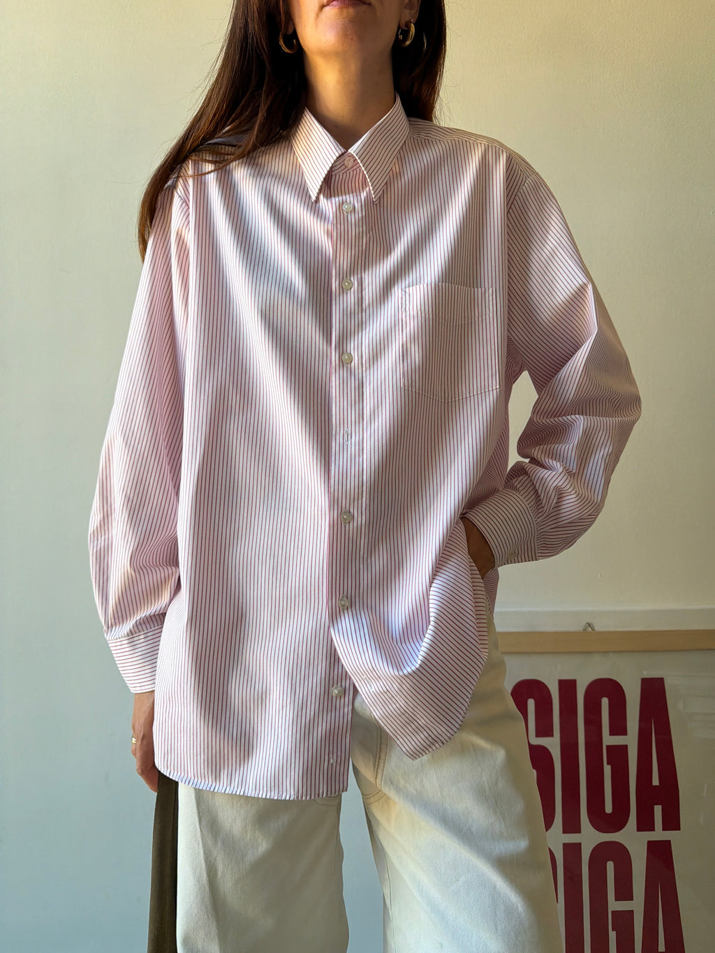 CAMICIA A RIGHE ROSA