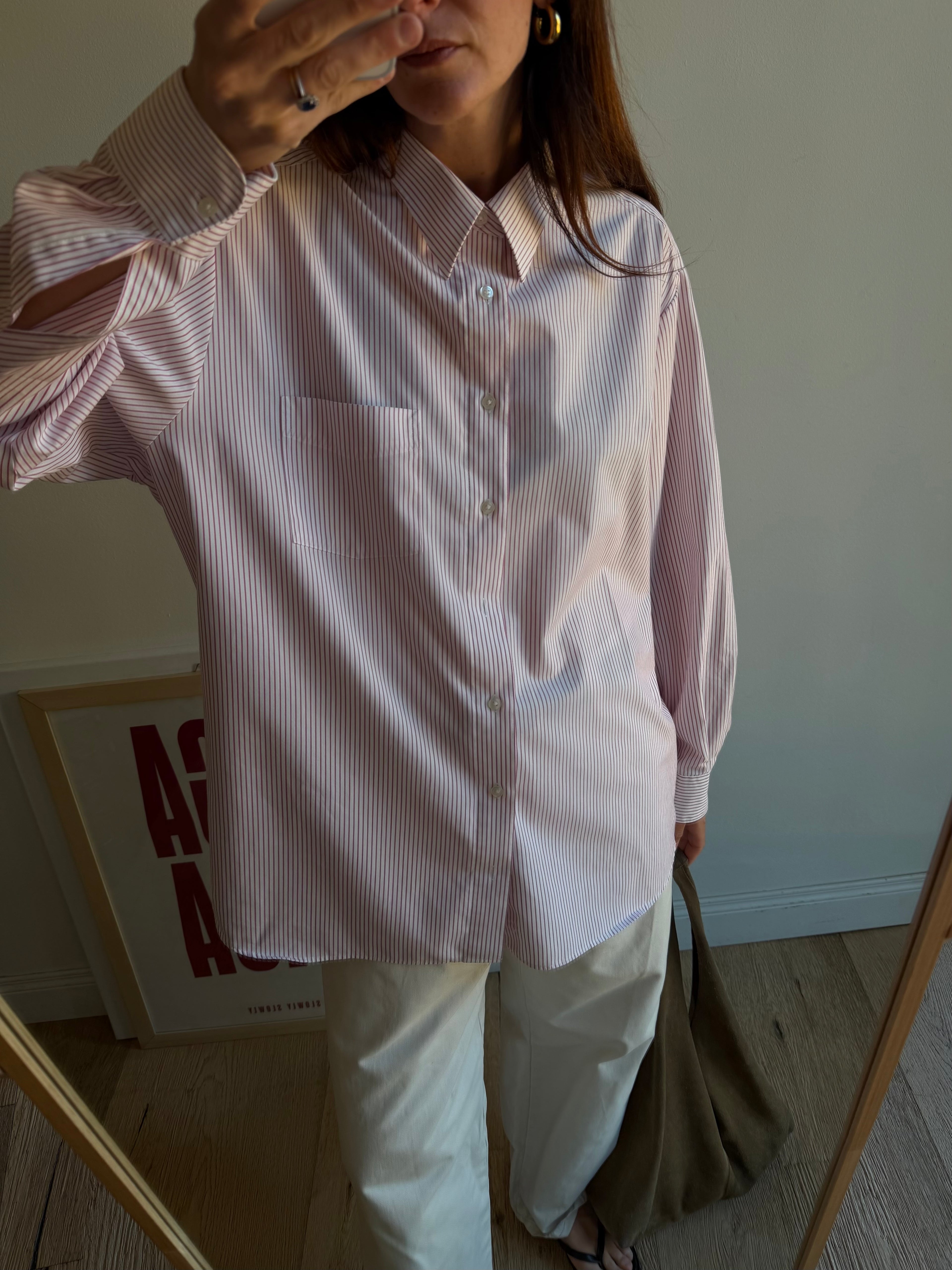 CAMICIA A RIGHE ROSA