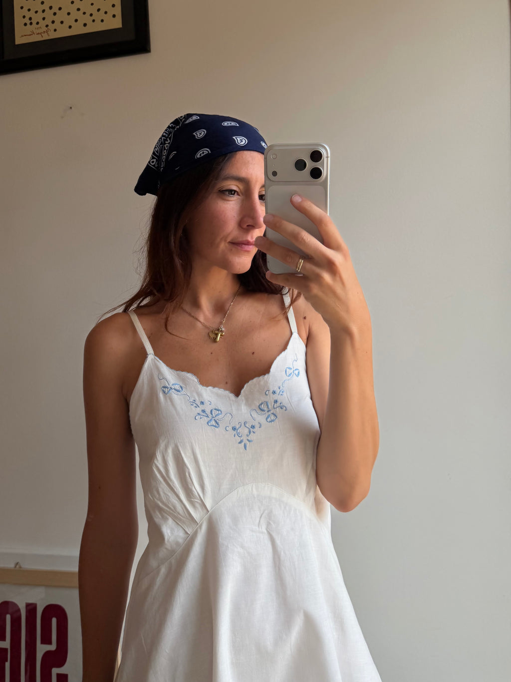 VINTAGE SLIB DRESS BIANCO E AZZURRO