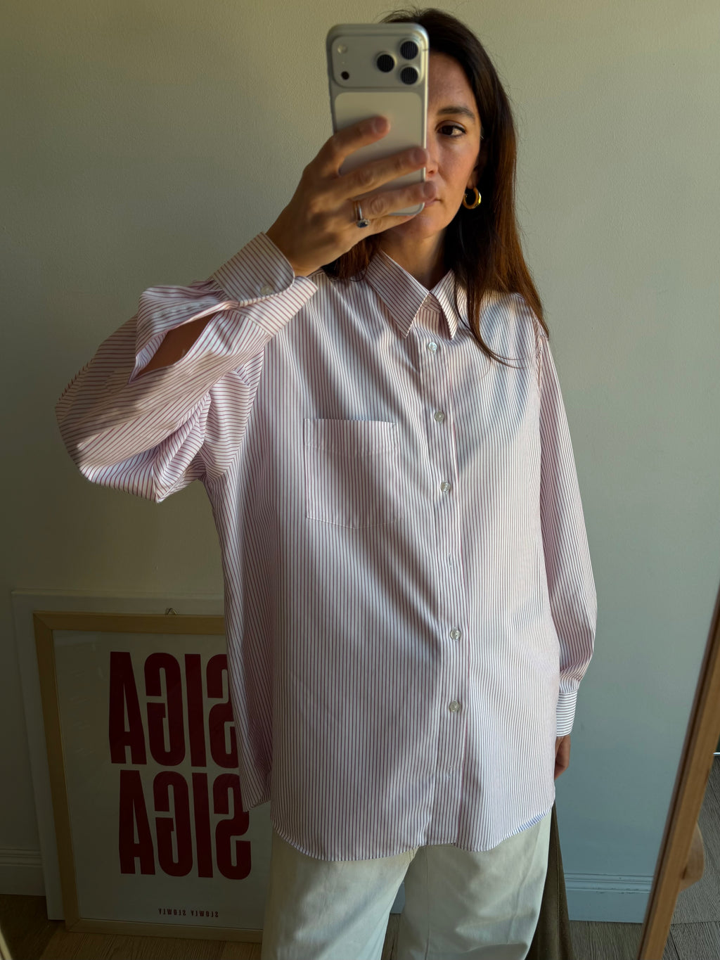 CAMICIA A RIGHE ROSA
